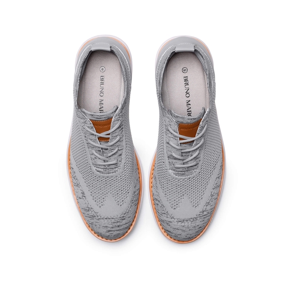 [KnitFlex Breeze+] Men's Mesh Wingtip Oxford Sneakers - GREY - 3